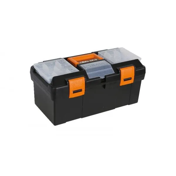 BETA 021150201 – Plastic tool box empty with removable tote-tray and tool trays
