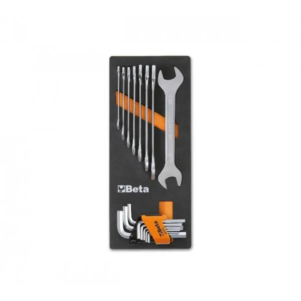BETA 024500033 – Soft thermoformed tray with open-ended spanners and bent hexagonal keys (17 pcs.)