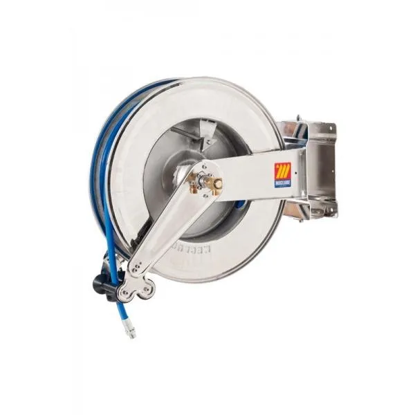 MECLUBE 071-2401-420 – Stainless steel hose reel AISI 304 swivelling FOR AIR WATER 20 bar Mod. SX 550 WITH HOSE 20 m ø 13×19