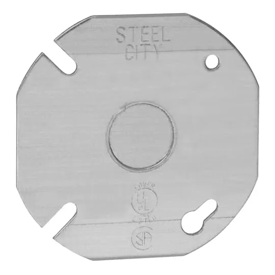 24-C-6 Steel City Outlet Box Cover, 3-1/2 in L x 3-1/2 in W, Flat Cover, Steel