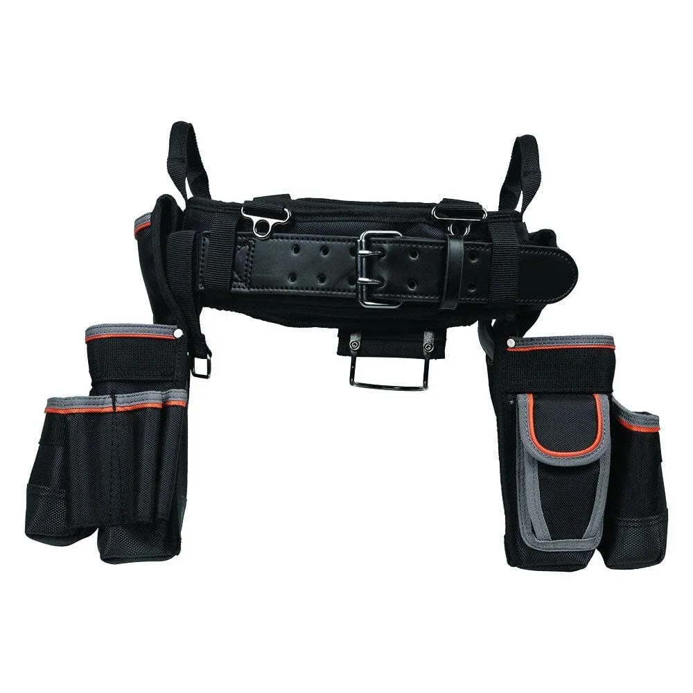 Klein Tools 55428 Tradesman Pro Electrician’s Padded Tool Belt and Tool Pouch Combo for Long-wear Comfort and Durability Size Large