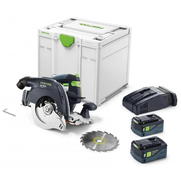 FESTOOL 576165 – Cordless circular saw HKC 55 5,2 EBI-Plus-SCA with 2 batteries and charger