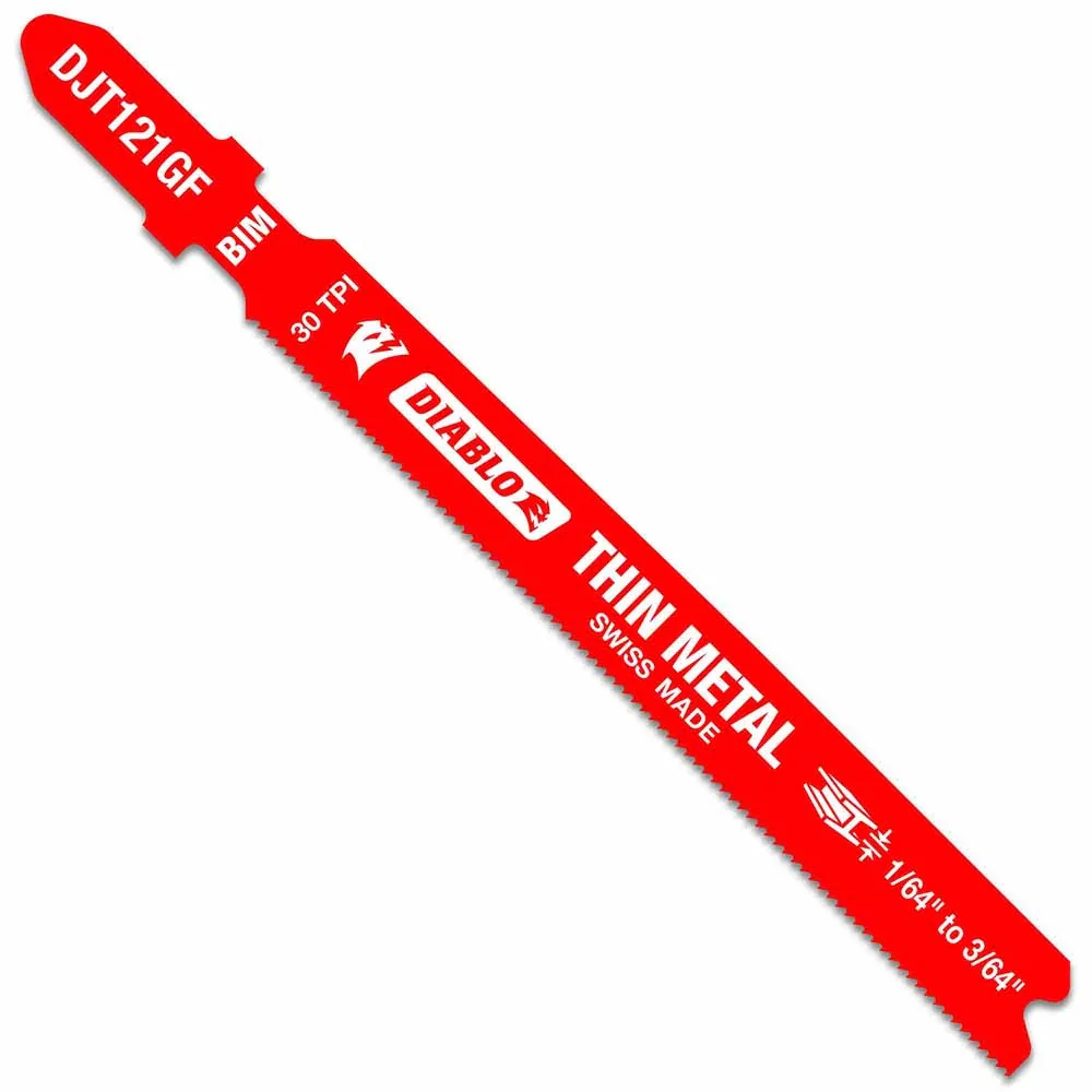 Diablo DJT121GF5 3-5/8″ 30 TPI Bi-Metal T-Shank Jig Saw Blades for Thin Metal (5-Pack)