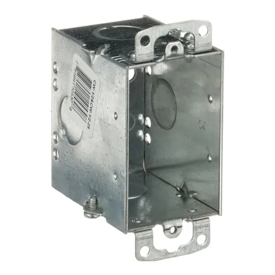 CW-1/2 Steel City Gangable Welded Style Switch Box, Steel, 14 cu-in Capacity, 1 Gangs, 1 Outlets, 3 Knockouts