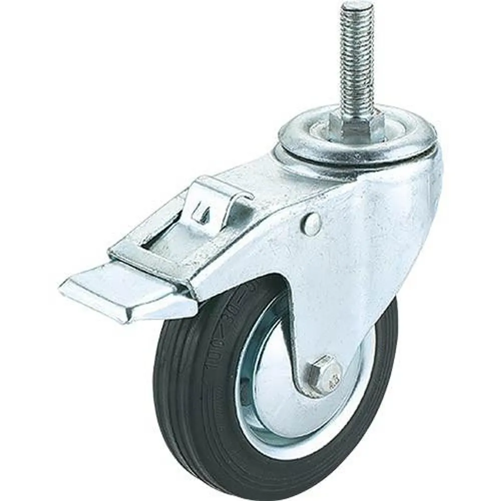 Steelex D2549 – 6-1/4″ Black Rubber Swivel Caster w/ Brake, Threaded