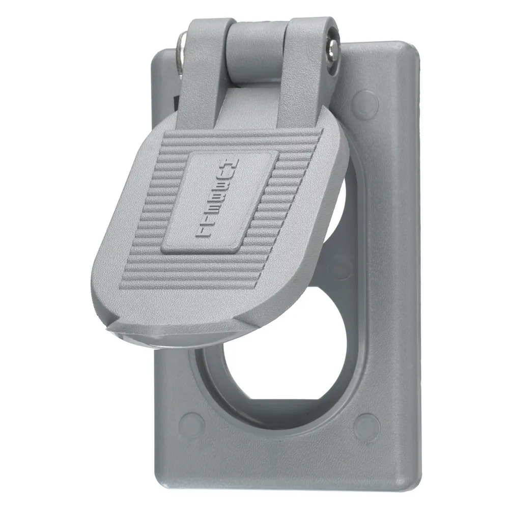 HBL5222 Molded Standard Weatherproof Cover With Duplex Opening, 4.58 in L x 2.86 in W x 1.1 in D, Thermoplastic
