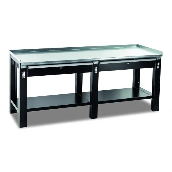 USAG U05060154 – Workbench with steel top and 2 drawers